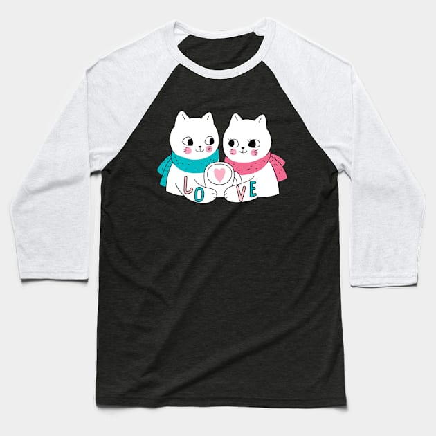 Cat Love Baseball T-Shirt by Ivana27